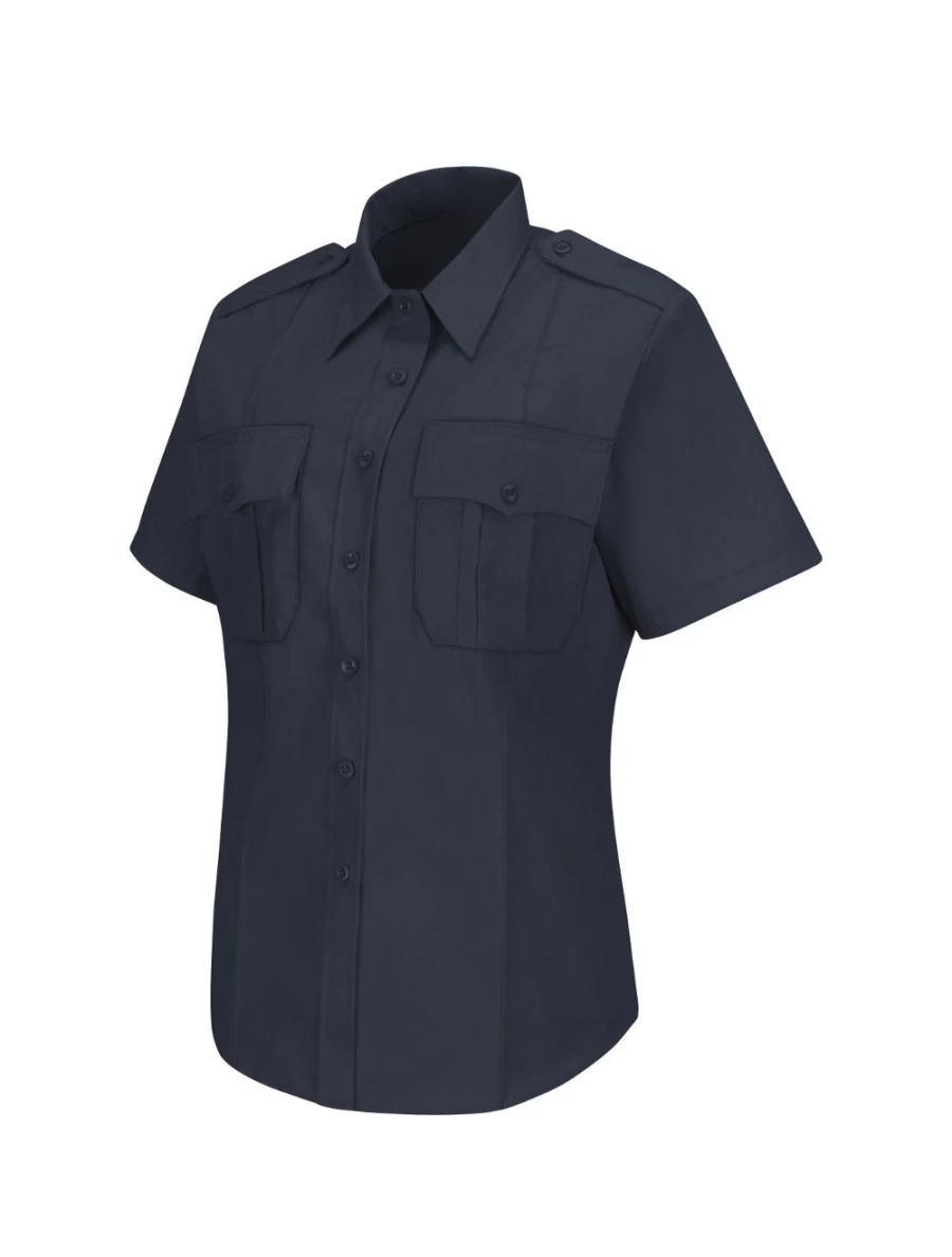 ODG Women's Stretch Poplin Short Sleeve Shirt - Comfort Fit Modern Office Top